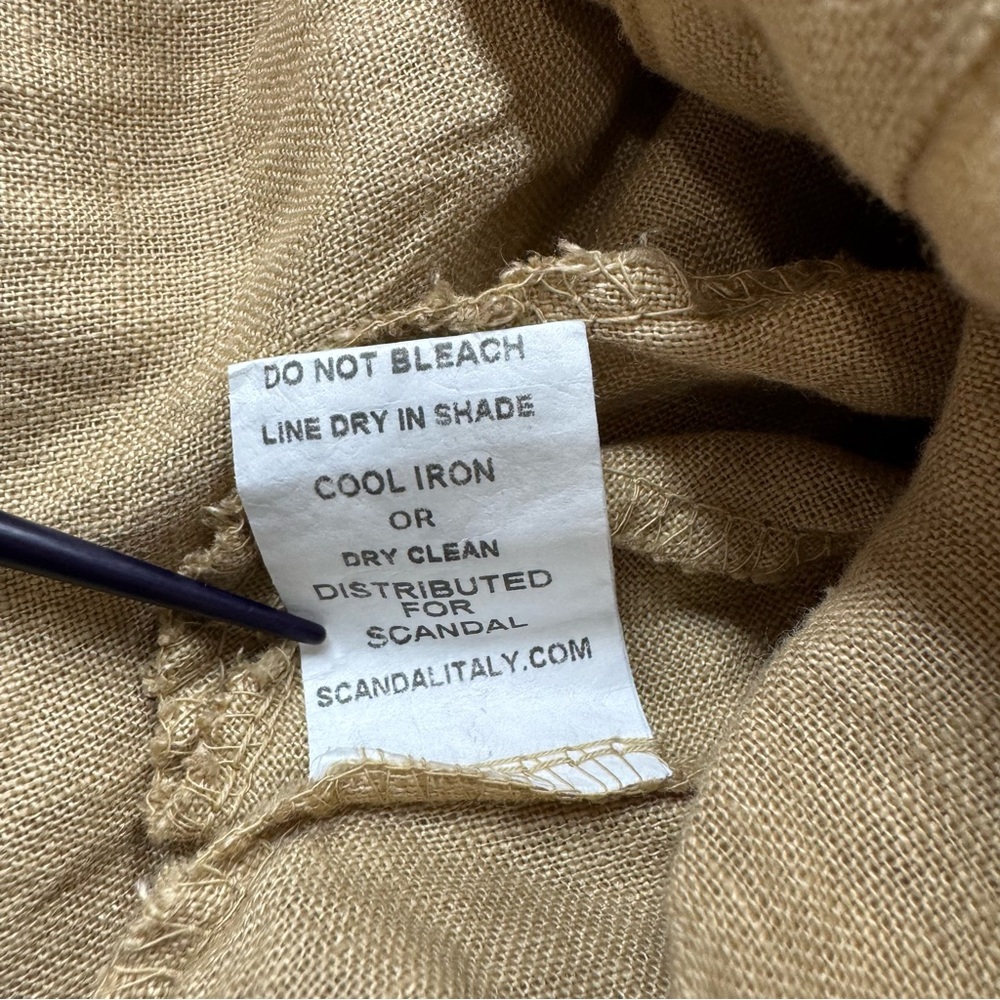 Scandal 100% Linen button down midi dress with split seams M/L Made in Italy - Picture 7 of 12